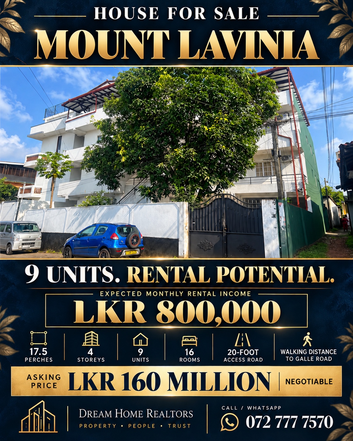 Nine-unit house in Mount Lavinia marketing poster